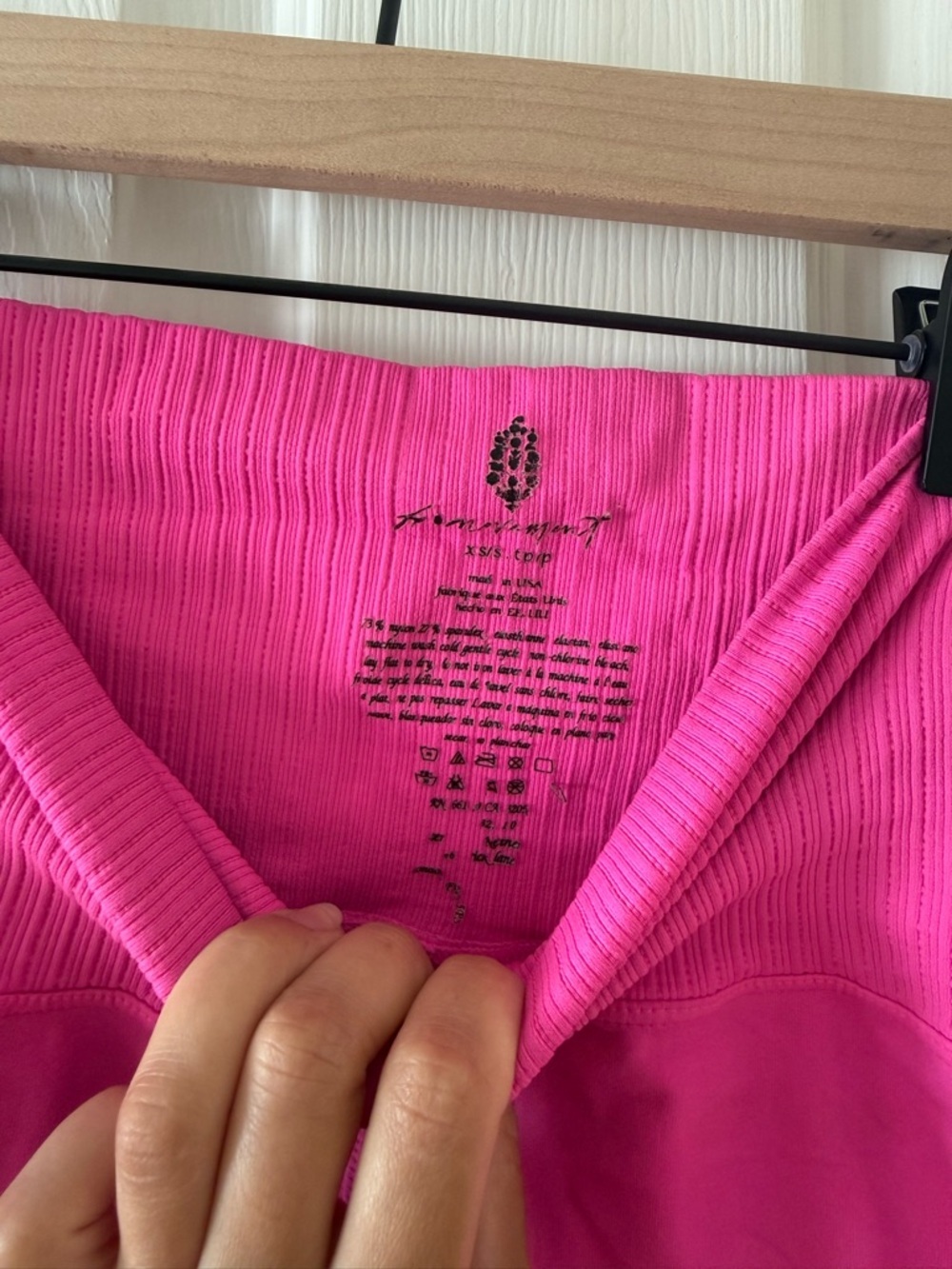 High-Rise Ribbed Hot Pink Women’s Free People Shorts - Picture 3 of 4